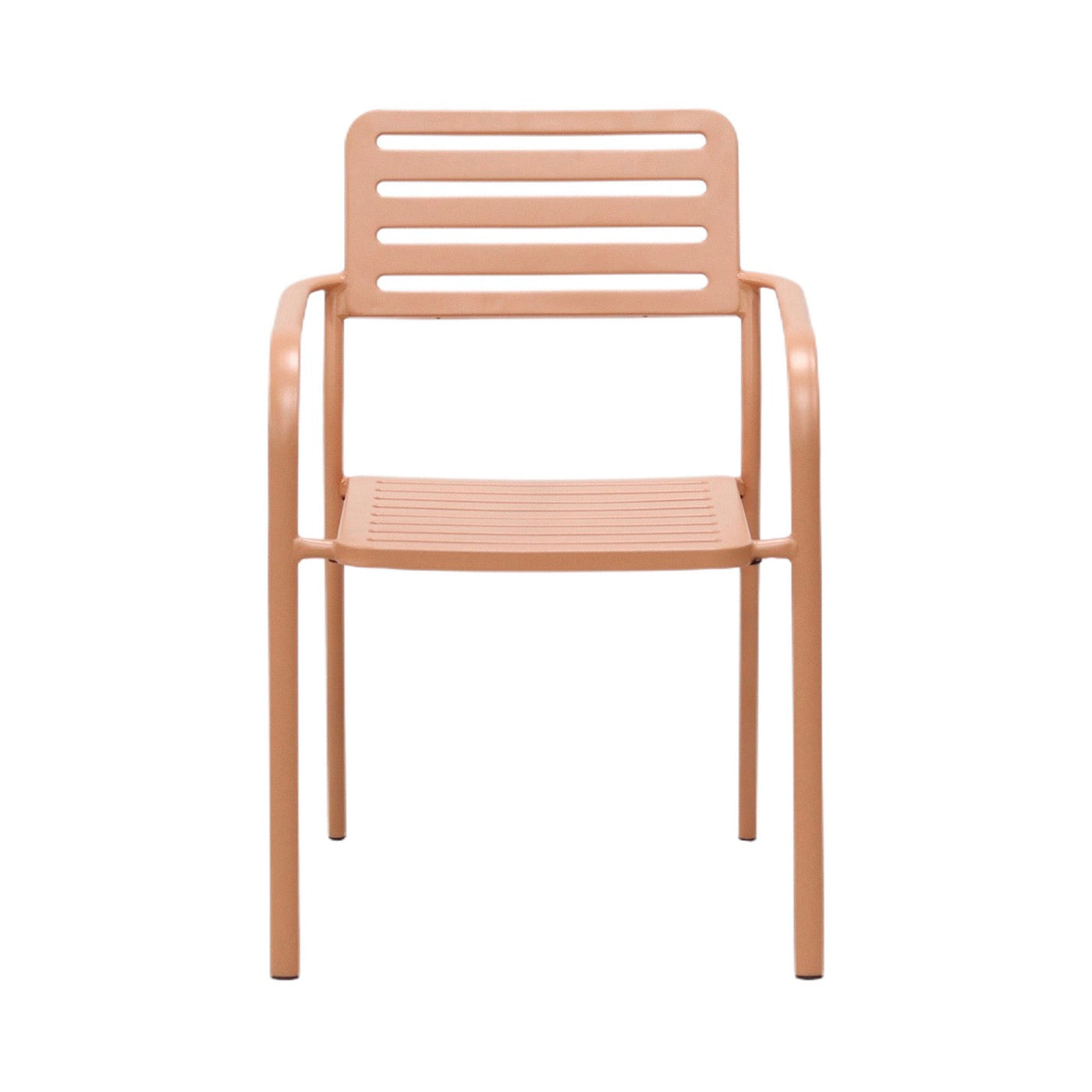 Baca - Table De Jardin + 6 Fauteuils Empilables En Métal - Terracotta