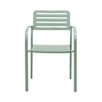 Baca - Garden Table + 6 Stackable Metal Armchairs - Green