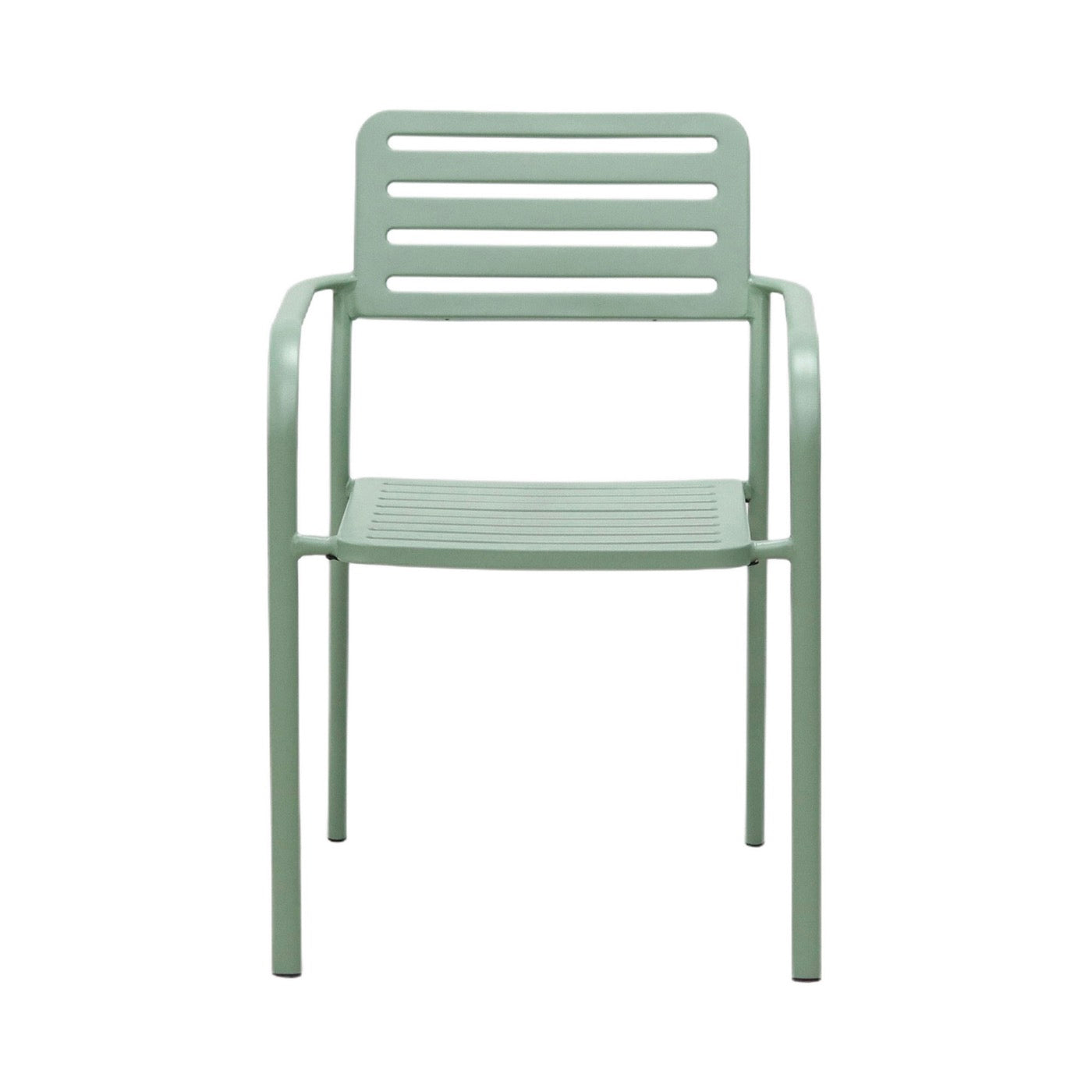 Baca - Garden Table + 6 Stackable Metal Armchairs - Green