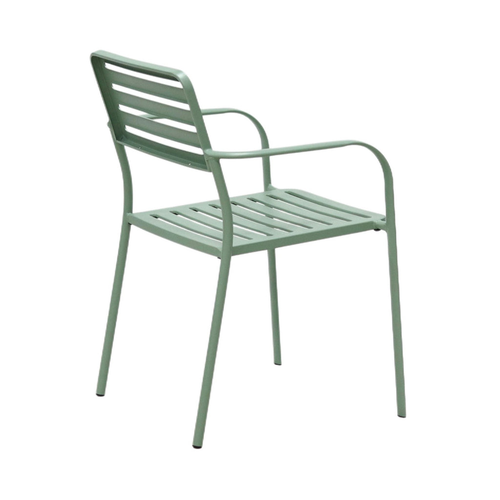 Baca - Garden Table + 6 Stackable Metal Armchairs - Green