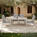 Renalo - Garden Table + 4 Aluminum Dining Armchairs - Taupe