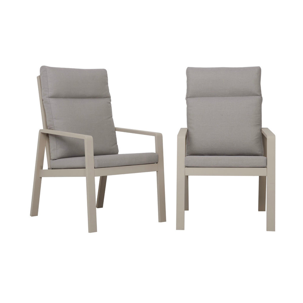 Renalo - Garden Table + 4 Aluminum Dining Armchairs - Taupe