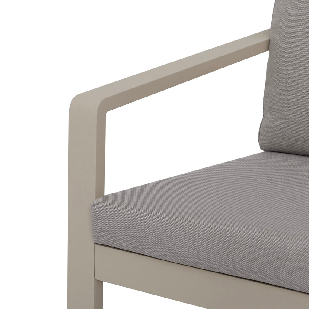 Renalo - Garden Table + 4 Aluminum Dining Armchairs - Taupe