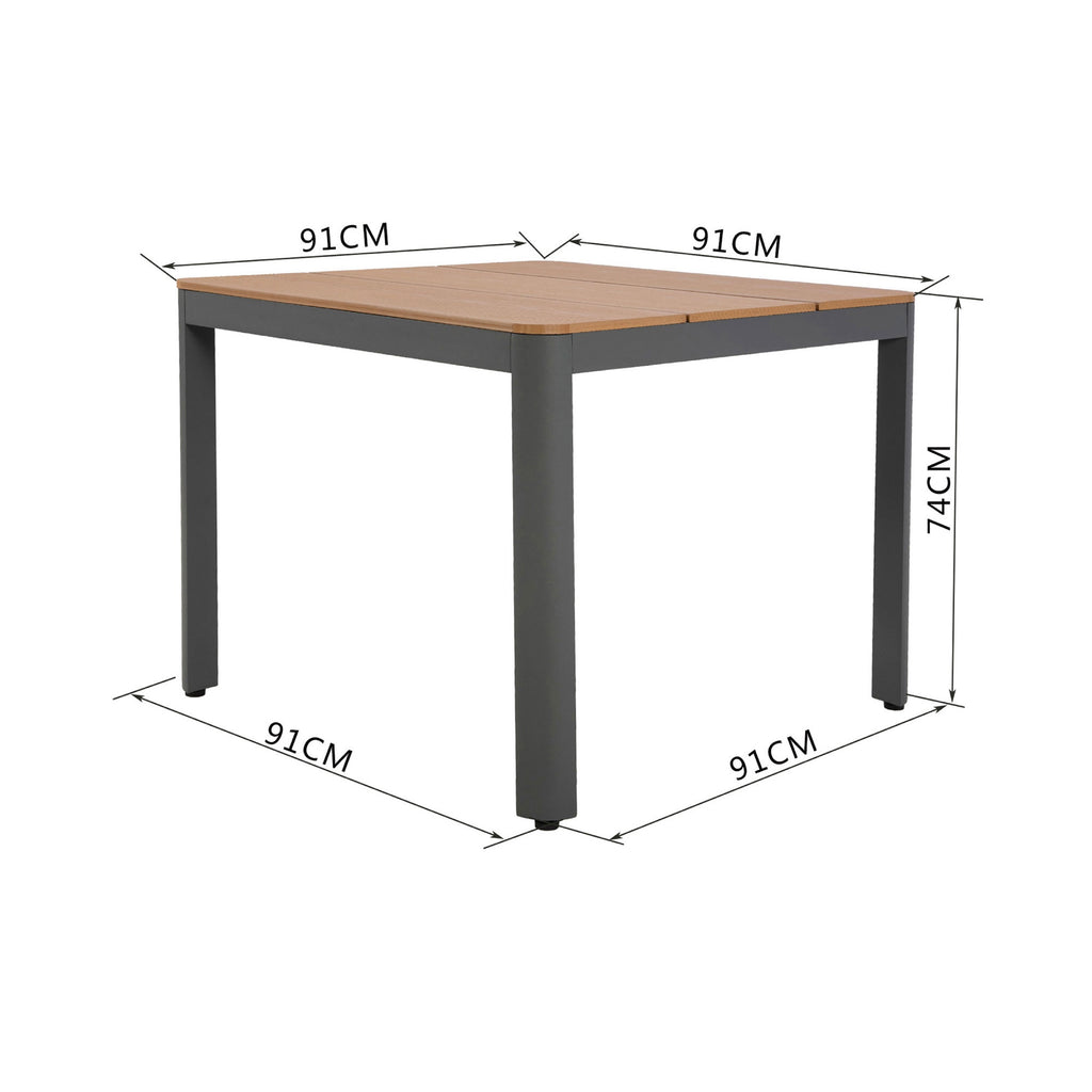 Mimizan - Ensemble Table De Jardin Carrée + 2 Fauteuils - Gris