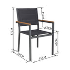 Mimizan - Ensemble Table De Jardin Carrée + 2 Fauteuils - Gris