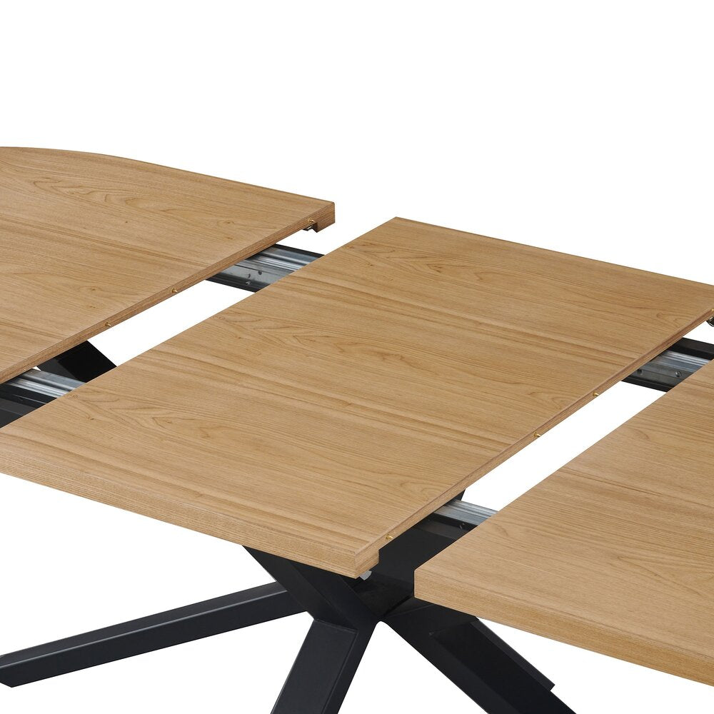 Venter - Table À Manger Ovale Extensible Pieds En Métal - Naturel