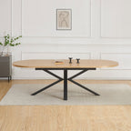 Venter - Mesa de Comedor Ovalada Extensible con Patas de Metal - Natural