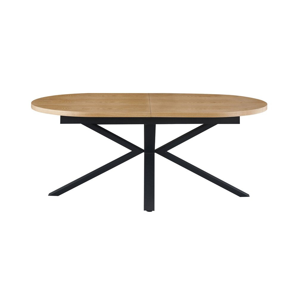 Venter - Mesa de Comedor Ovalada Extensible con Patas de Metal - Natural