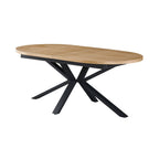 Venter - Mesa de Comedor Ovalada Extensible con Patas de Metal - Natural