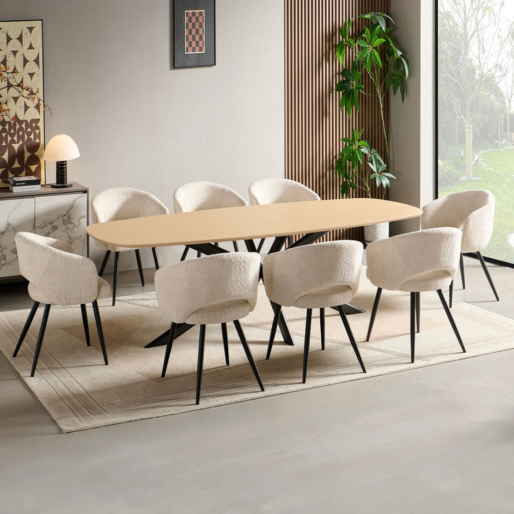 Linz - Mesa de comedor de madera y patas de metal - 8 personas - Roble