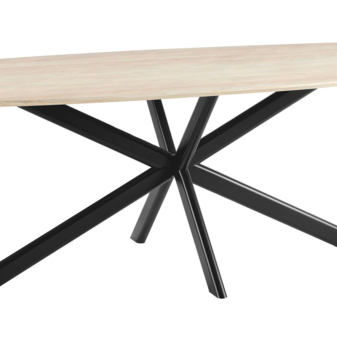 Linz - Table À Manger En Bois Et Pied En Métal - 8 Personnes - Travertin