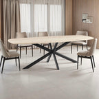 Linz - Wooden Dining Table and Metal Leg - 6 People - Travertine