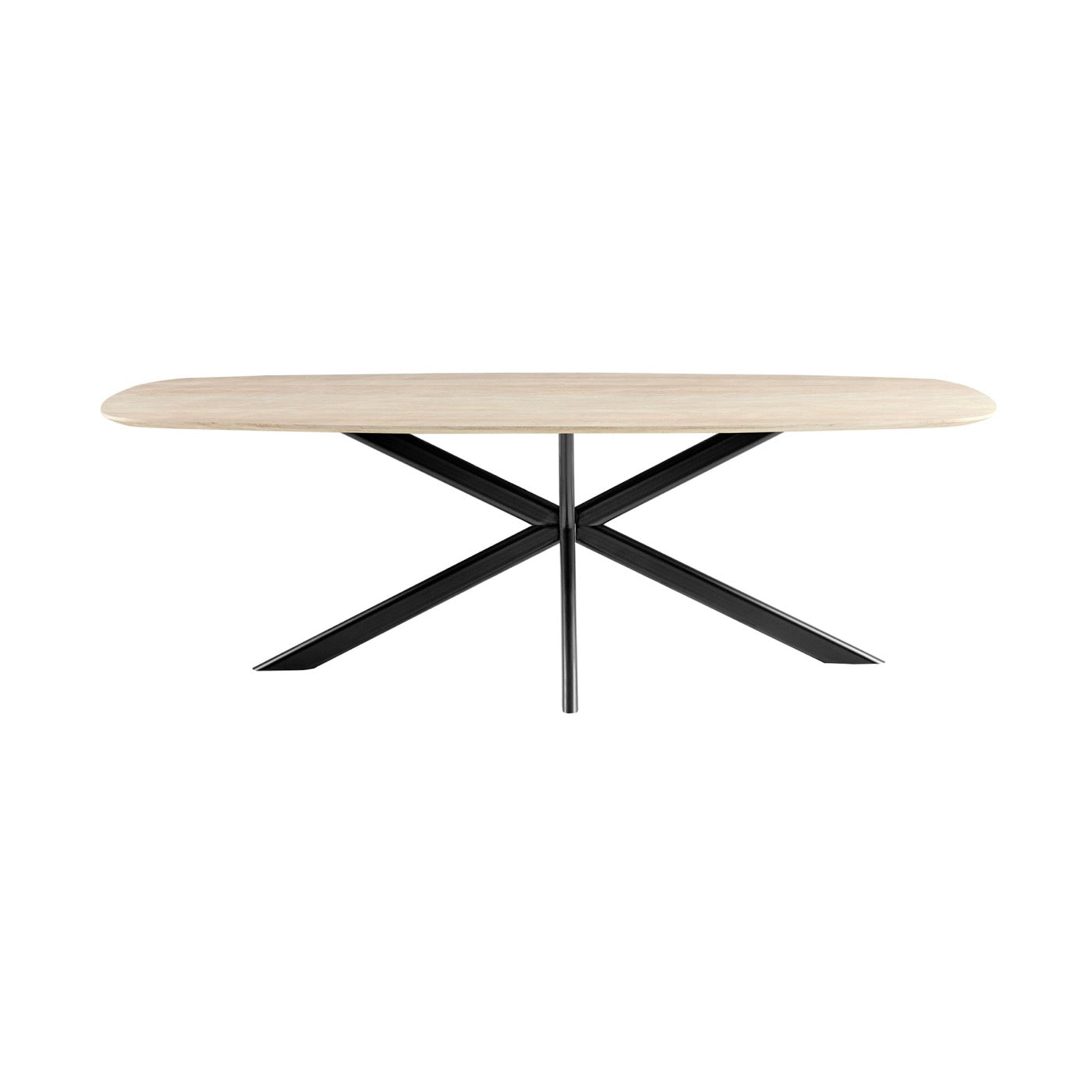 Linz - Wooden Dining Table and Metal Leg - 6 People - Travertine