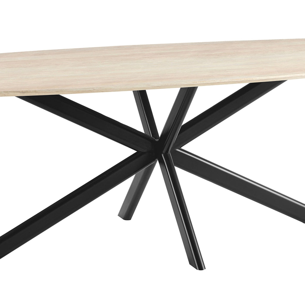 Linz - Wooden Dining Table and Metal Leg - 6 People - Travertine