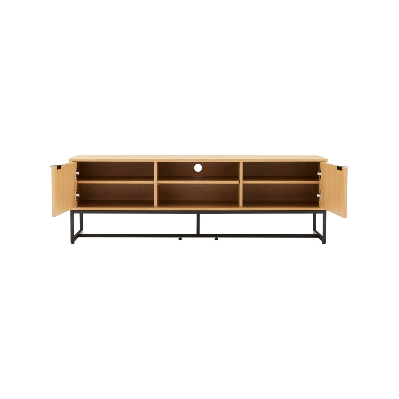Rima - Mueble TV 2 Nichos 2 Puertas Efecto Estriado - Natural