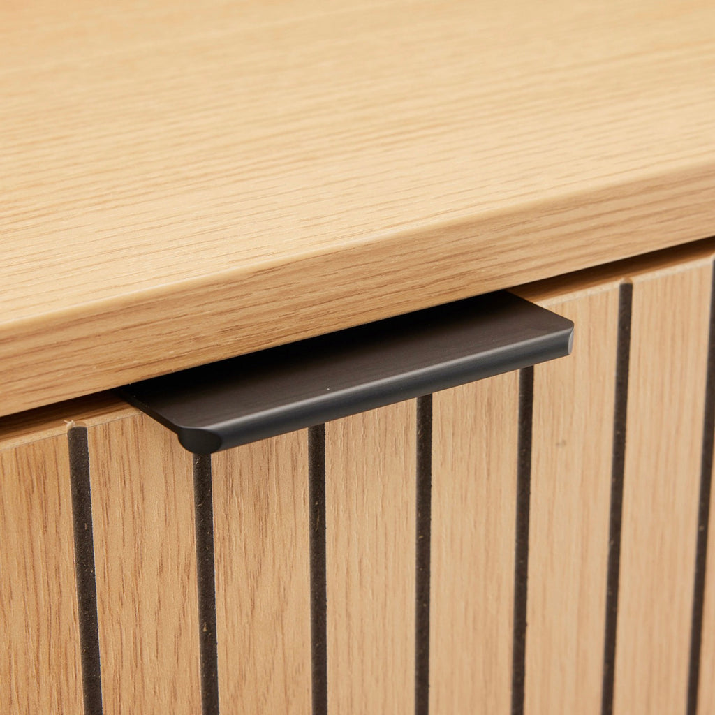 Rima - Mueble TV 2 Nichos 2 Puertas Efecto Estriado - Natural