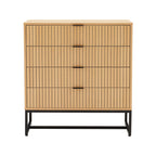 Rima - Commode 4 Tiroirs Effet Cannelé - Naturel