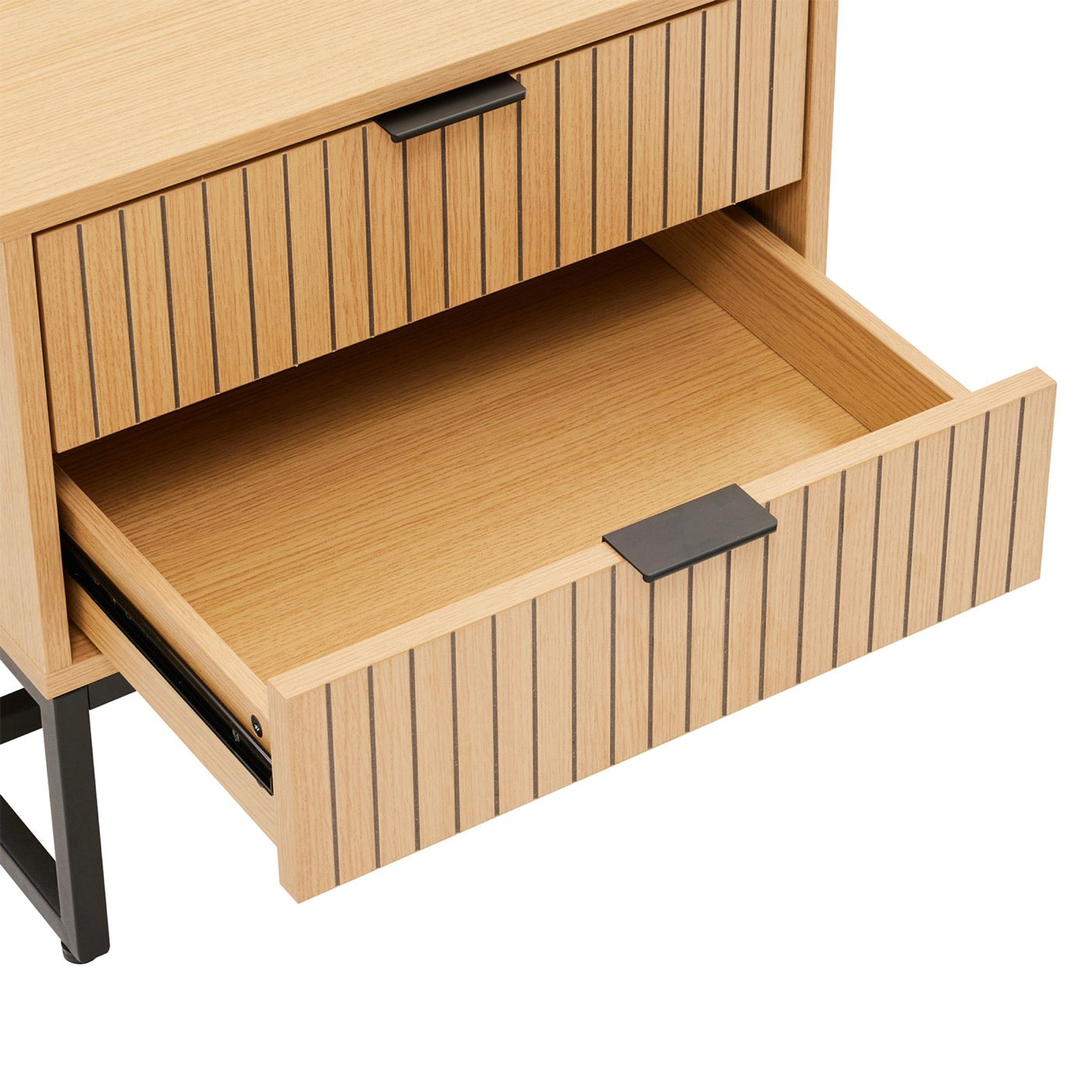Rima - 2 Drawer Fluted Effect Bedside Table - Natural