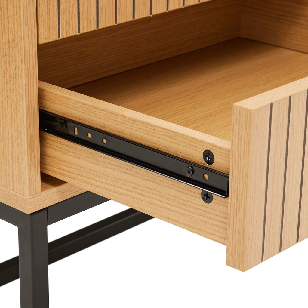 Rima - 2 Drawer Fluted Effect Bedside Table - Natural
