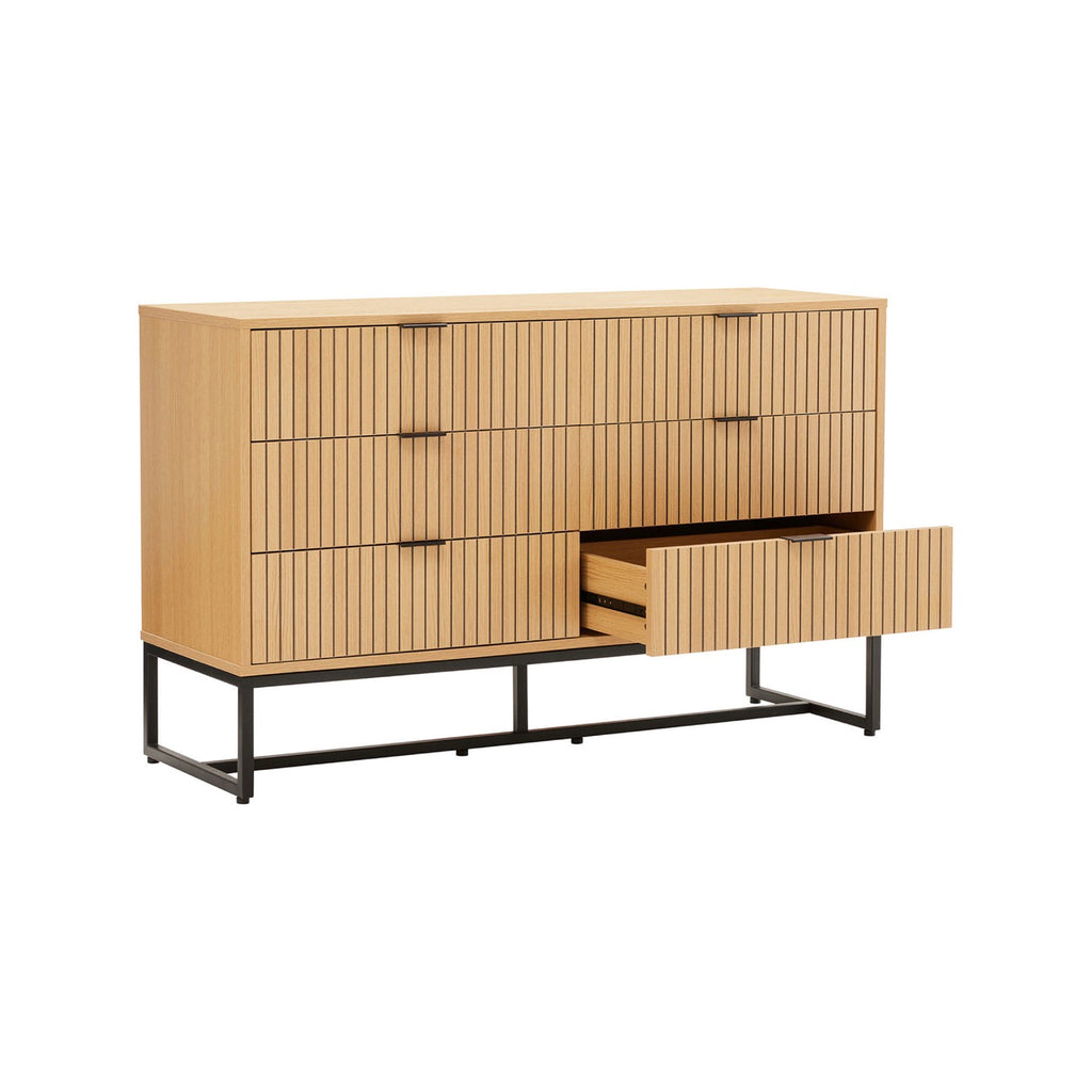 Rima - 6 Drawer Fluted Effect Chest - Natural