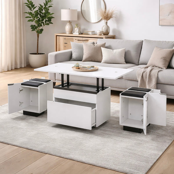 Calis - Mesa De Centro Con Tapas Elevables - Blanco