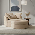 Sillón redondo giratorio Loveuse + Caja de tela texturizada - Beige