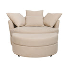 Sillón redondo giratorio Loveuse + Caja de tela texturizada - Beige