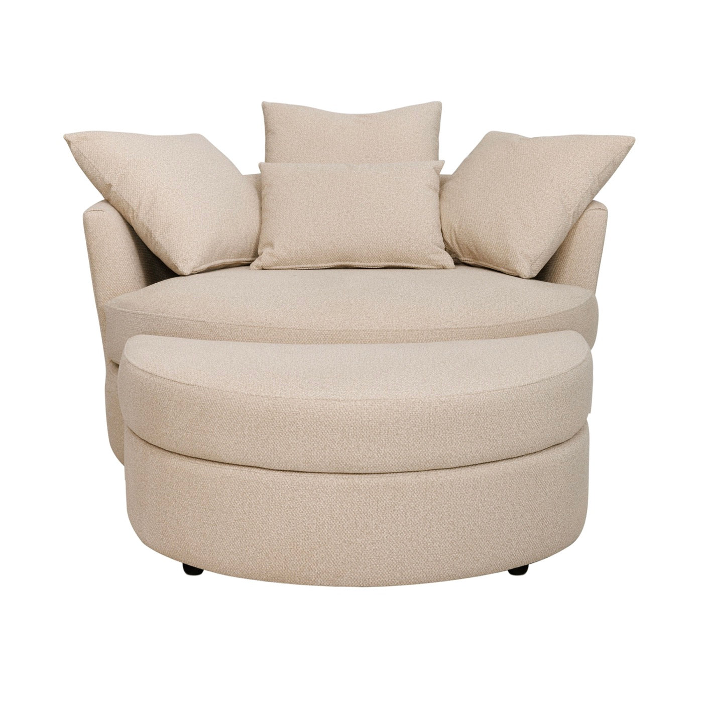Sillón redondo giratorio Loveuse + Caja de tela texturizada - Beige
