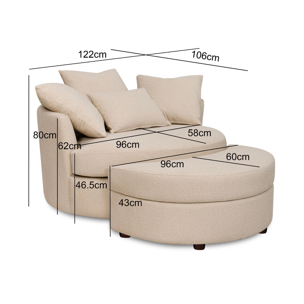 Sillón redondo giratorio Loveuse + Caja de tela texturizada - Beige