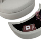 Fauteuil Rond Loveuse Pivotante + Coffre En Tissu Texturé - Gris