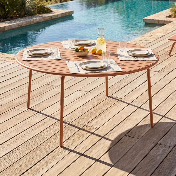 Baca - Table De Jardin Ronde En Métal - Terracotta