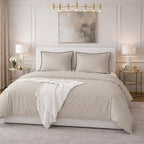 Talie - Parure Copripiumino - 100% Raso Di Cotone - Beige