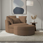 Loveuse Round Swivel Armchair + Textured Fabric Box - Brown