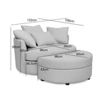 Loveuse Round Swivel Armchair + Textured Fabric Box - Brown