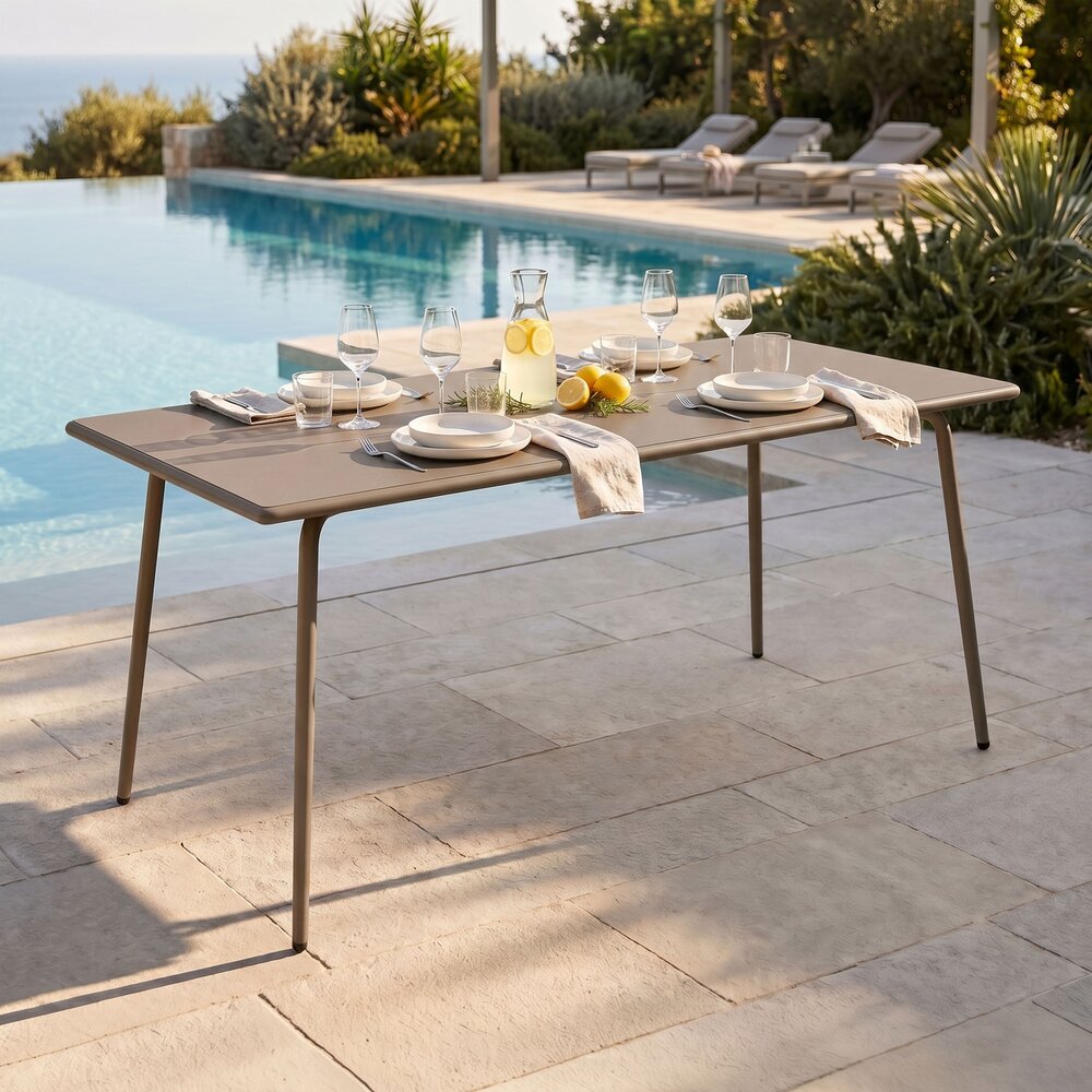 Baca - Table De Jardin En Métal - Taupe