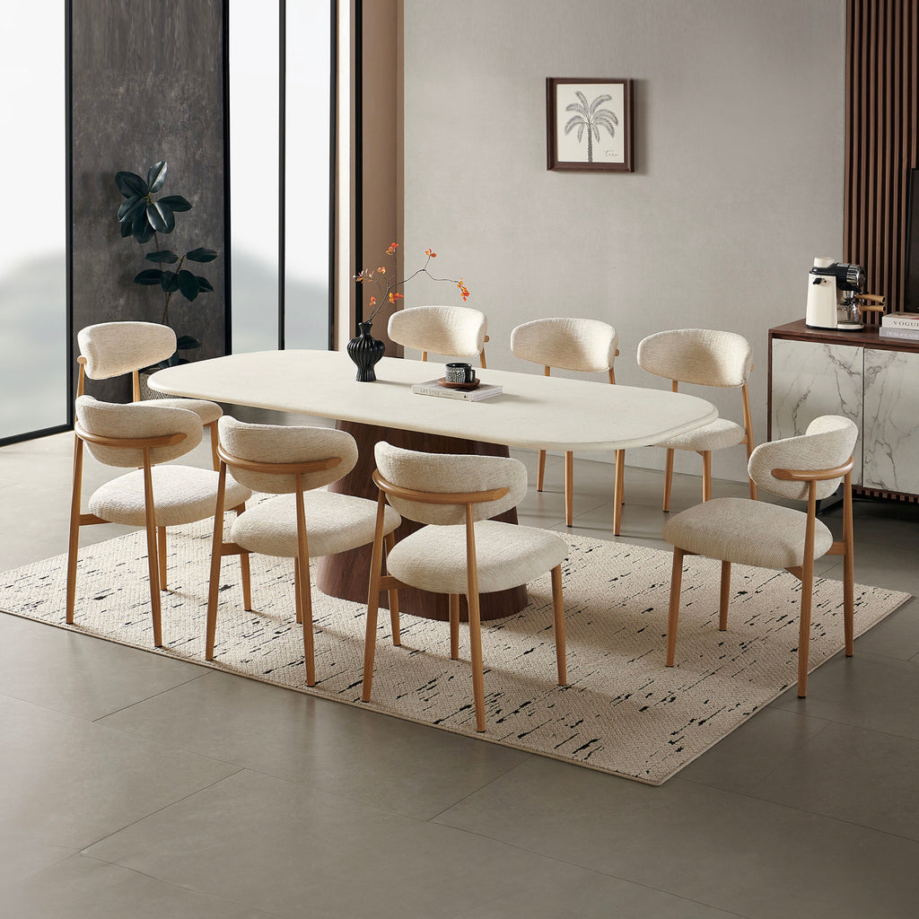 Set of 2 Textured Fabric Chairs - Beige