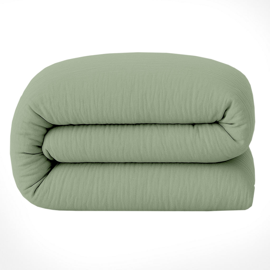Pur - Housse De Couette - 100% Gaze De Coton Lavé - Vert Givrée