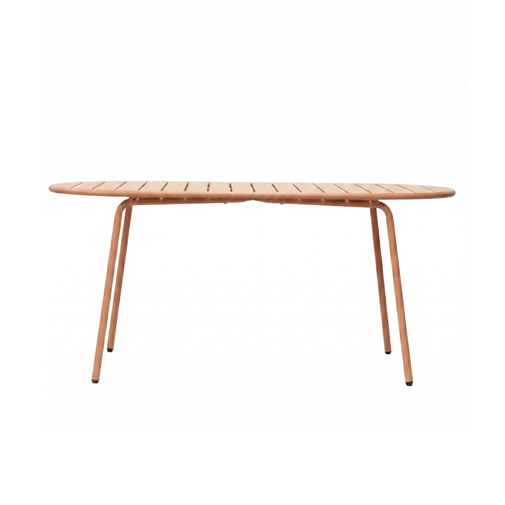 Baca - Oval Garden Table + 6 Metal Armchairs Set - Terracotta