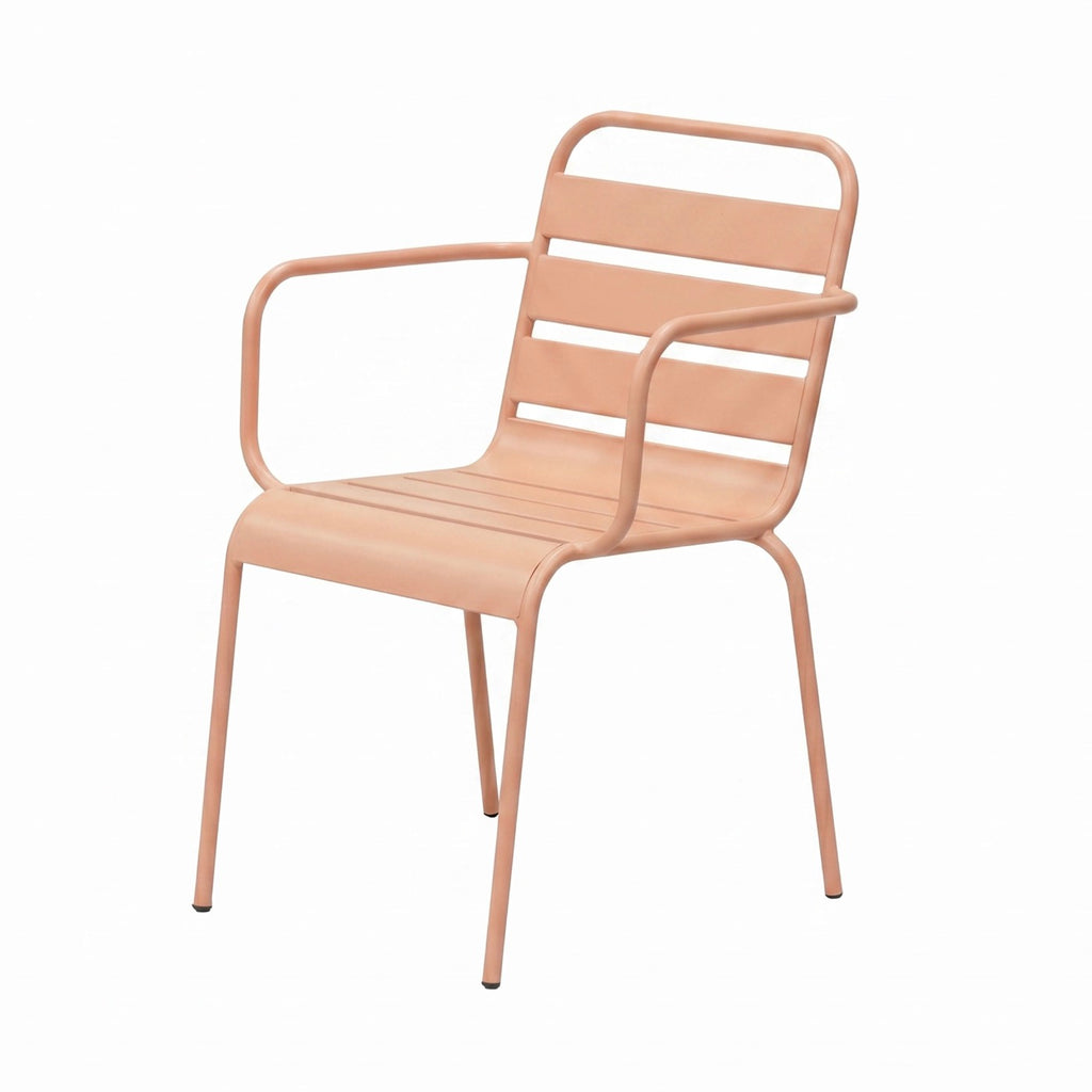 Baca - Oval Garden Table + 6 Metal Armchairs Set - Terracotta