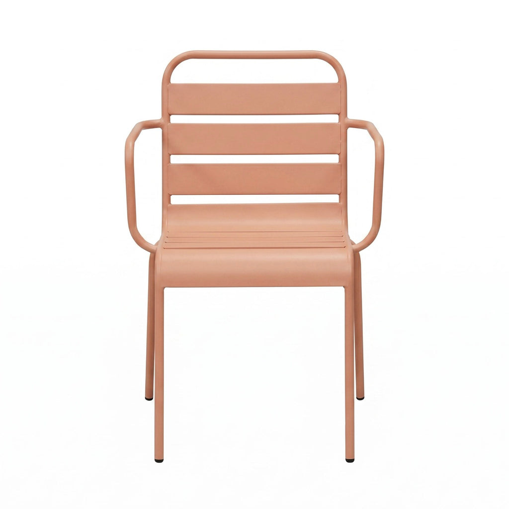 Baca - Oval Garden Table + 6 Metal Armchairs Set - Terracotta