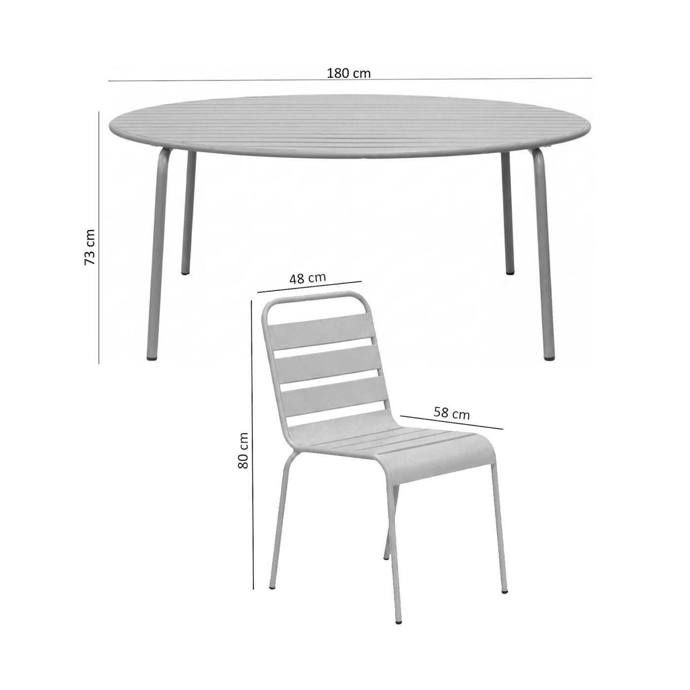 Baca - Garden Table + 6 Metal Chairs Set - Green
