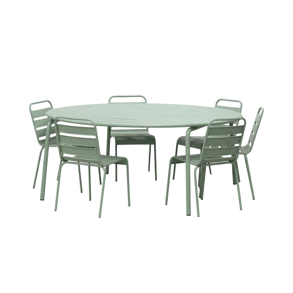 Baca - Garden Table + 6 Metal Chairs Set - Green