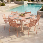 Baca - Ensemble Table Jardin + 6 Fauteuils En Métal - Terracotta