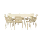 Baca - Conjunto Mesa de Jardín + 8 Sillas de Metal - Crema