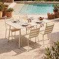 Baca - Ensemble Table De Jardin + 4 Chaises En Métal - Crème