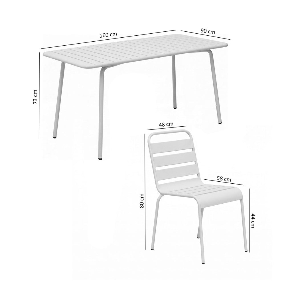 Baca - Garden Table + 4 Metal Chairs Set - Taupe