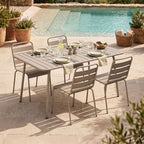 Baca - Garden Table + 4 Metal Chairs Set - Taupe