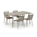 Baca - Garden Table + 4 Metal Chairs Set - Taupe