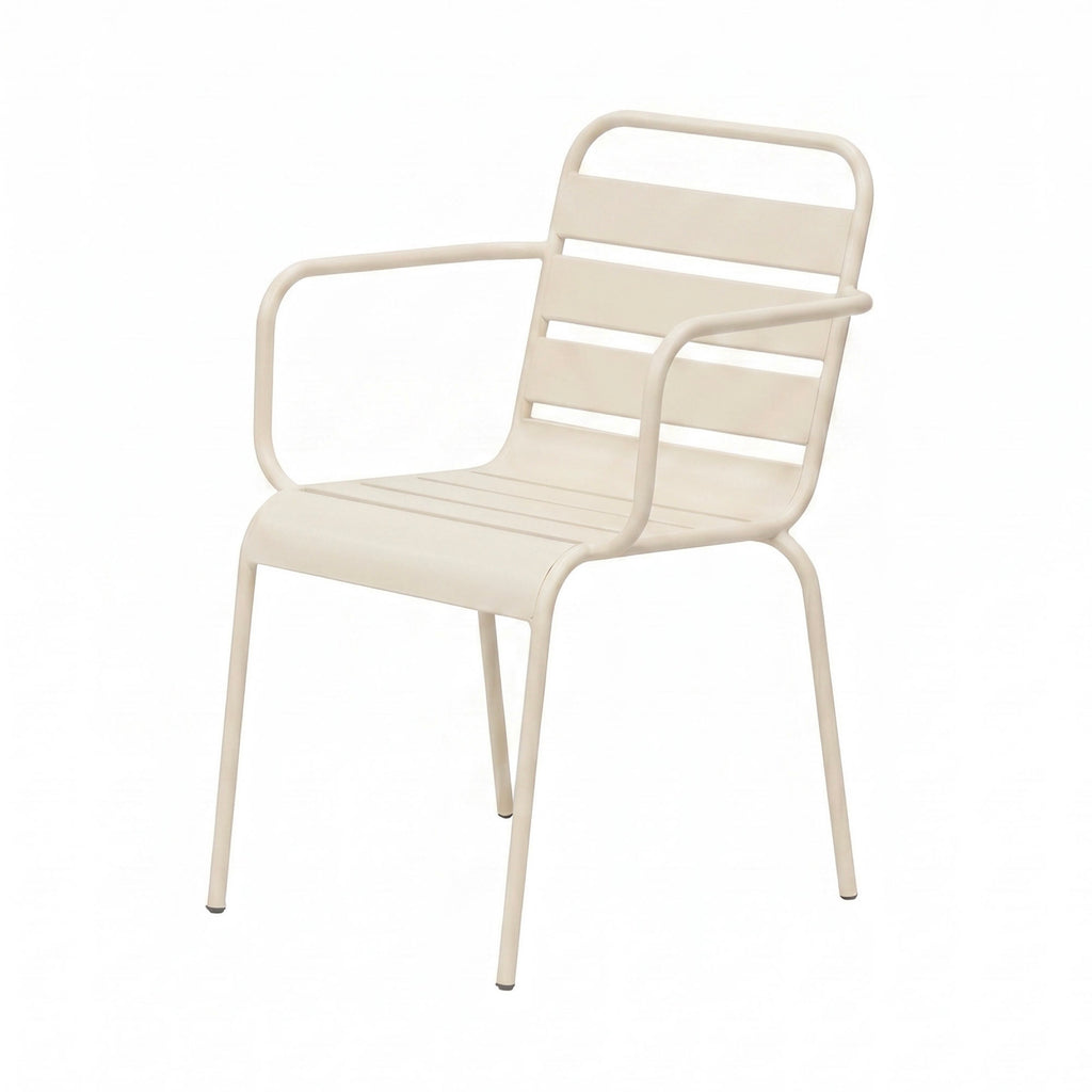 Baca - Conjunto Mesa de Jardín + 4 Sillones de Metal - Beige