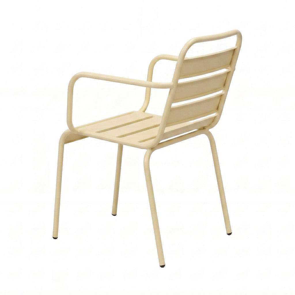 Baca - Garden Table Set + 4 Metal Armchairs - Cream